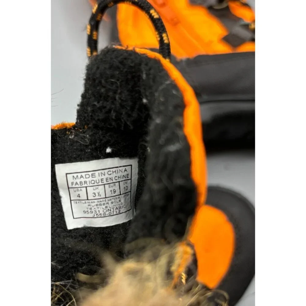 Ralph Lauren Polo Orange Black‎ Faux Fur Trim Winter Boots Toddler Size 4